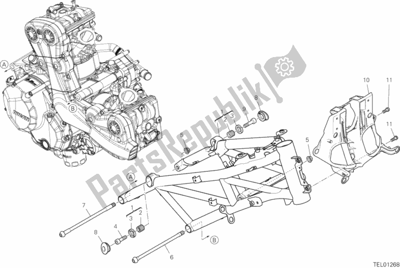 All parts for the Frame of the Ducati Multistrada 950 S Touring USA 2019